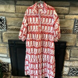 Anthropologie Maeve Bettina Red and White Tiered Short Dress